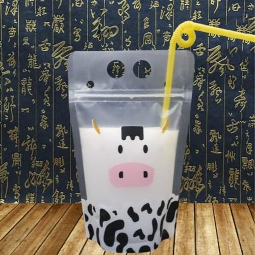 Ferimo 100pcs Hot and cold drink packing bag Milk tea self supporting ziplock liquid plastic packaging storage bags