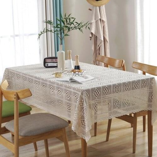 Cotton Embroidery Lace Ractangle Table Cover Pastoral Outdoor Wedding Square Tablecloth Obrus Cerata