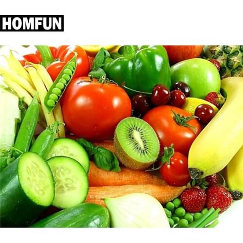 HOMFUN Full Square/Round Drill 5D DIY Diamond Painting "fruit vegetable" Embroidery Cross Stitch 5D Home Decor Gift