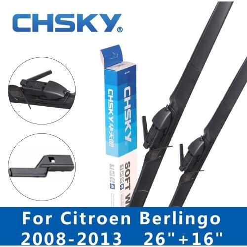 CHSKY Car Windshield Wiper Blade for Citroen Berlingo 2008 2009 2010 2011 2012 2013 Fit Push Button Arms 26"&16" Wipers
