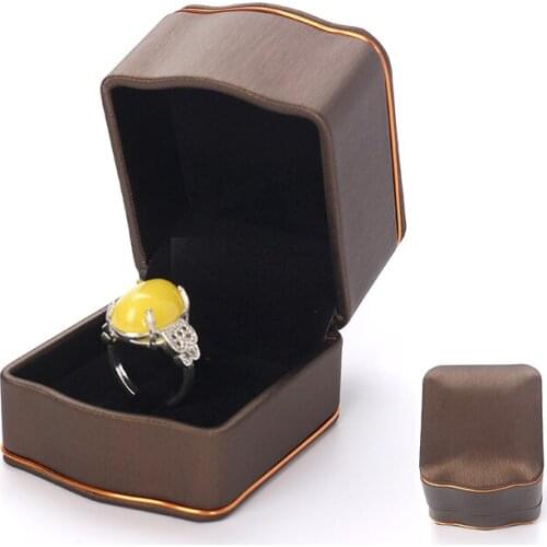 Top Sale Brown Wedding Ring Jewelry Packaging Box Women Earring Pendent Display Case Jewellery Holder For Lover Engagement Gifts