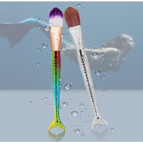 Mermaid Multi-Function Pro Makeup Brushes Powder Concealer Blush Liquid Foundation Make up Brush Set Wooden Brush Cosmetics hot