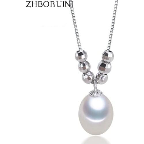 ZHBORUINI Fashion Pearl Necklace Pearl Jewelry Natural Freshwater Pearl Drop Pendant 925 Sterling Silver Jewelry Choker Necklace