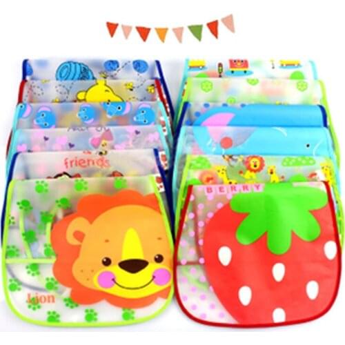8 pcs/lot pecial translucent bib pocket bib children turn soft bibs waterproof bibs 1 tp 3 year EVAatrk0011