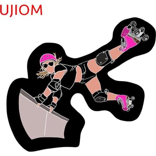 UJIOM Wall Stickers Cartoon Roller Skating Girl Wallpapers Wall Decor for Girls Home Decoration Living Room Bedroom Art Decals
