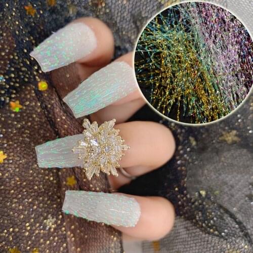 New Fluorescent Silk Nail Art Decorations 3D Glitter Filament DIY Nails Designs Japanese Style Holographic Manicure Accessories