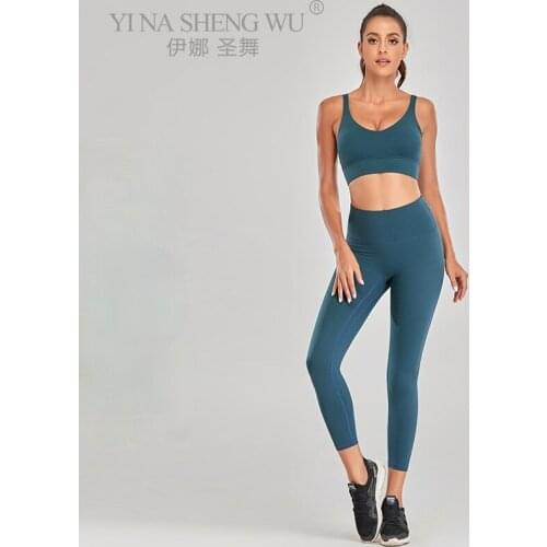 New 2 Piece Yoga Set Gym Pants Leggings Clothing Naked Feeling Sports Bra Top Tights Suit Sportswear Yoga Set Womens Tracksuit