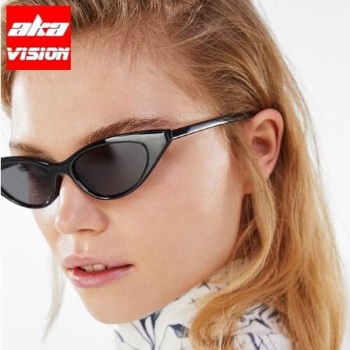 AKA VISION 2021 Cat Eye Sunglasses Women Small Vintage Eyewear For Women/Men Brand Designer Glasses Women Shades UV400 Eyglasses