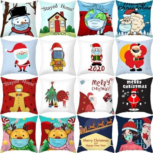 Single-sided Printed cushion cover 45*45 2021 Cartoon Christmas Sofa Pillowcase sofa cushions Pillow cases pillow covers KD-0330