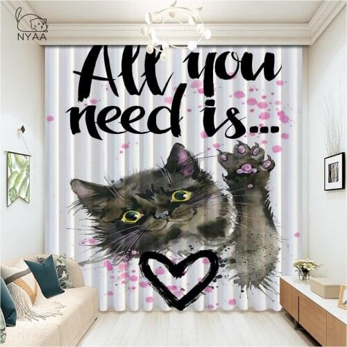 Animal Dog Black Bulldog Panel Japanese Curtain Cartoon Europe Bedroom Curtains French Window Beaded Curtain Micro Shading