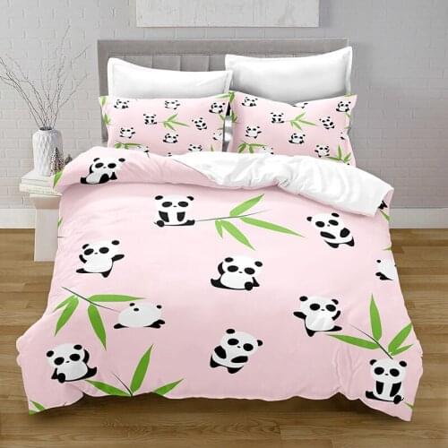3D Printing Cartoon Panda Style Quilt Cover with Pillowcase Bedroom Decoration Queen Size Bedding Bedroom Set King Size Bed
