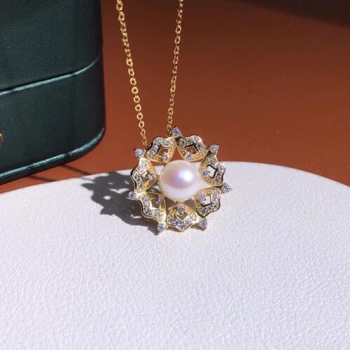 Popular Style 925 Sterling Silver Pendant Base Settings Mountings Findings Parts for Pearl Crystal Jade Agate Beads Stones