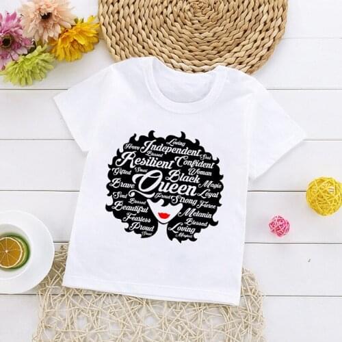 Black Girls Unisex Casual Tops Tee I Am A Strong Queen Letters Printed Kids T-shirt Children Summer New Fashion Feminist Tshirts