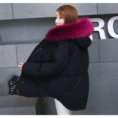 Women down jacket winter ladies down coat real fur collar hooded women coat loose women warm winter down jacket