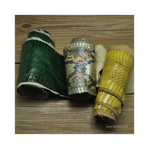 DIY 20 colors Natural Snakeskin Leather Fabric with handicraft Leather tools Rare Skin90x8cm-160X14cm