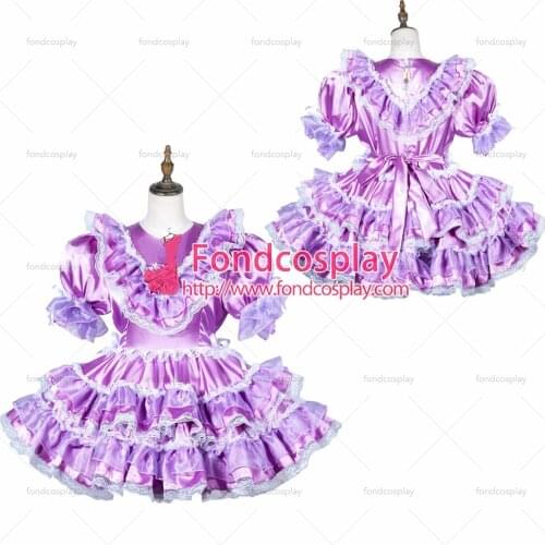 Sissy maid satin dress lockable Uniform cosplay costume Tailor-made[G3812]