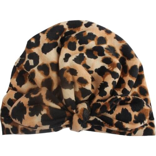 1pcs Bow-knot Leopard Hat Baby Boy Girl Hats Newborn Bows Caps Infants Rabbit Ear Turban Caps Hat Accessories
