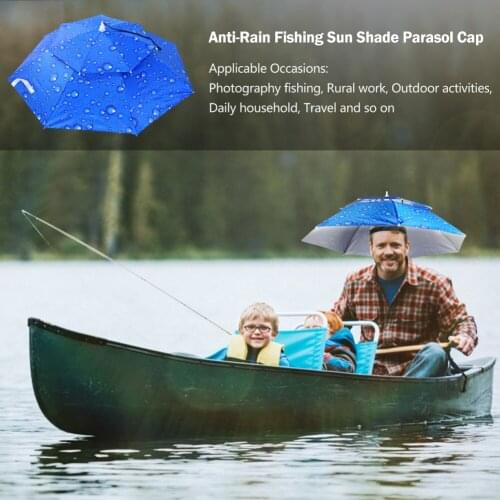 Outdoor Foldable Head Double Layer Umbrella Hat Anti-Rain Anti-Sun Head-Mounted Headwear Sun CAP Foldable Fishing Umbrella Hat