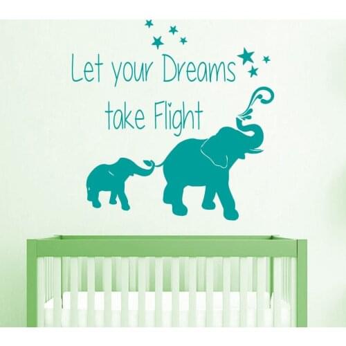 Elephant Wall Decal Quotes Sweet Dreams Vinyl Sticker Stars Nursery Lovely Childrens Bedroom Decor Home Design Art Murals LA730