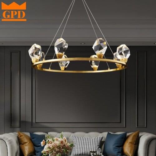 GPD 32274 ModernRound Crystal Chandelier Gold LED Chandelier Indoor Lighting Living room Home Decor Lustre Loft Hangnig Lamp