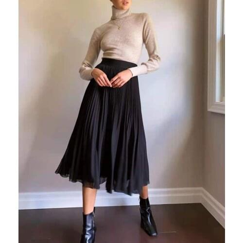 Fan-shaped Special Pleated Non-deformation Elastic Wide Waist Wide Hem Half Skirt Women