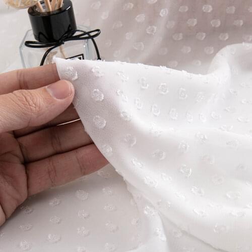 Dot Chiffon Jacquard Print Floral Chiffon Yellow Fabric For Summer Dress Sewing Material a Bit Transparent TJ0712(JA85)