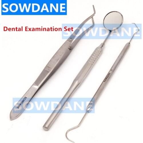 High Quality Dental Exmination Set Mouth Mirror Probe Explorer Tweezer Dentist Oral Examination Stainless Steel Instrument Tool