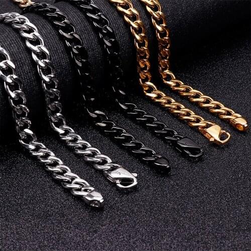 High Polished 10mm wide Mens Fashion jewelry stainless steel Punk Flat curb link chain necklace bracelet 8.5''-26'' choose