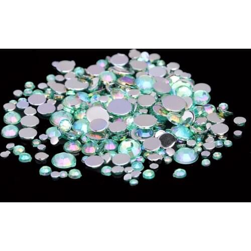 Green AB Color Many Sizes Acrylic Rhinestones Shoes Clothing Decorations Sparkling Newest Nail Art Decorations