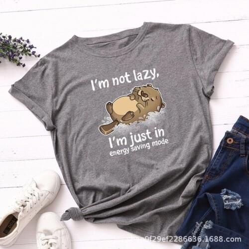 Women T shirt Summer Cotton Plus Size 5XL Short Sleeve Cute Cartoon Lazy Animal Letter Print Casual O Neck Female Tshirt Tee Top