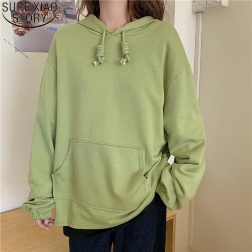 Sweatshirt Women Plus Size Loose Hoodies Pullover 2021 Casual Women New Korean Style Solid Autumn Ladies Clothing Jacket 12000
