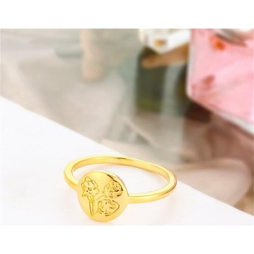 Handcrafted Engrave Flowers Rings For Women Wedding Gift Boho Jewelry Anel Feminino Gold Round Ring