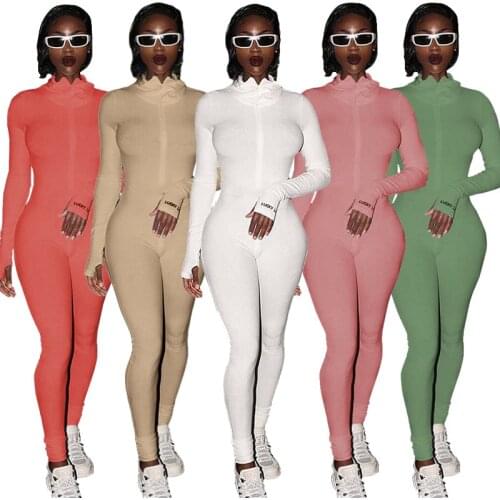 Workout Active Wear Ribbed Rompers Womens Jumpsuit Sporty Long Sleeve Fitness Embroidery Letter Print Zipper Jumpsuits