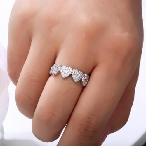 Fashion New Design Zircon Love Heart Rings For Women Gold Sliver Color Link Minimalism Ring Statement Jewelry Wedding Party Gift