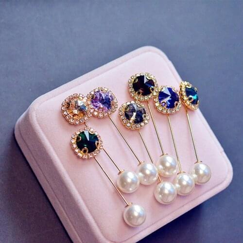 1 PC Fashion Creative Headscarf Shawl Scarf Lady Muslim Scarf Hijab Clips Pearl Crystal Scarf Brooch Pin