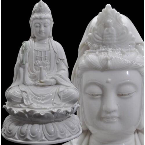 12 inch Guanyin sitting on the lotus like a willow net bottle bottle hands Buddha ceramics handicraft decoration decoration