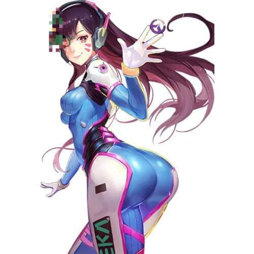 13cm x 8.9cm Cute Girl Car Styling Overwatch Anime Sexy Girl D.Va (Hana Song) Decal Beauty 3D Car Sticker