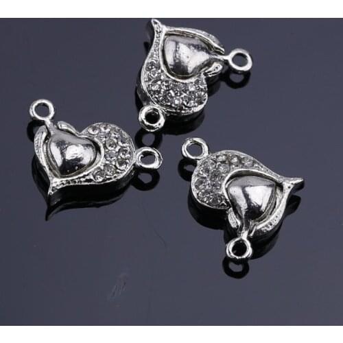20pcs/Lot 21 * 15 mm heart-shaped diamond magnetic buckle white K-N7000131