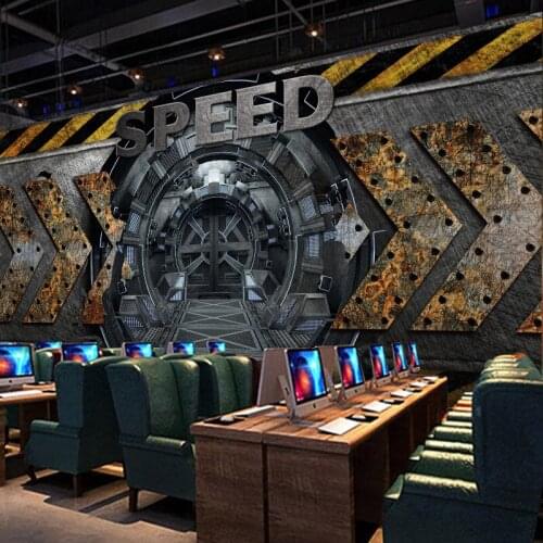 3D industrial iron sheet metal wallpaper Restaurant Internet cafe bar rust decoration background wall mural papel DE parede