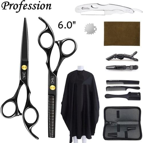 6.0 Hairdressing Scissors JP 440C Professional Hair Cut Scissors Accessories Set Barber Shop Thinning Shears Hairdresser Tools