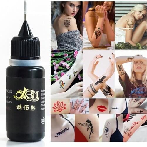 6Colors Semi Permanent Tattoo Natural Safe Waterproof DIY Tattoo Gel For Body Art Painting Pigment Lasting Tattoo Juice Ink 10ml