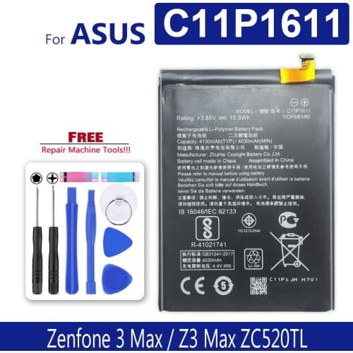 C11p1611 REAL 4130mAh Battery For ASUS Zenfone 3 Max Z3 Max ZC520TL X008DB PegASUS 3 X008 X008D Z01B