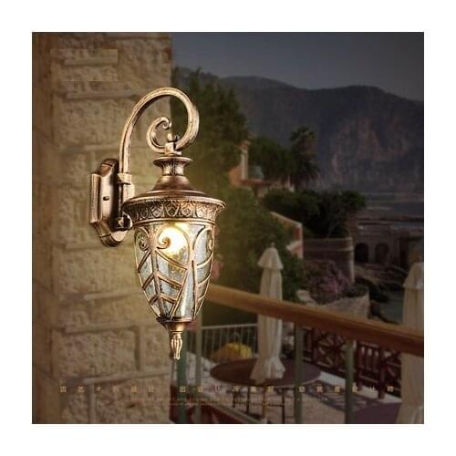 American LED Wall lamp Outdoor Wall Sconce Lighting Waterproof Garden Wall Light Fixtures Aluminum Glass Antique Porch Lights
