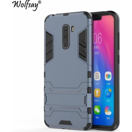 Wolfsay Cover For Xiaomi Pocophone F1 Case Slim PC + Soft Rubber Armor Phone Case For Xiaomi Pocophone F1 Little F1 Cover Fundas