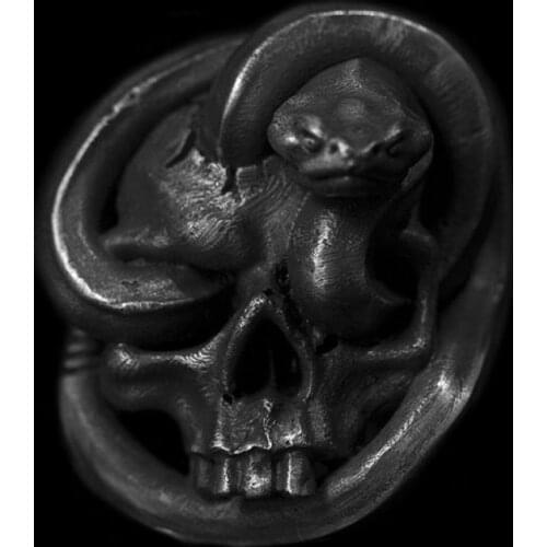 EYHIMD Human Bones Snake Winding Skull Ring Gothic Punk Stainless Steel Biker Rings Skeleton Jewelry