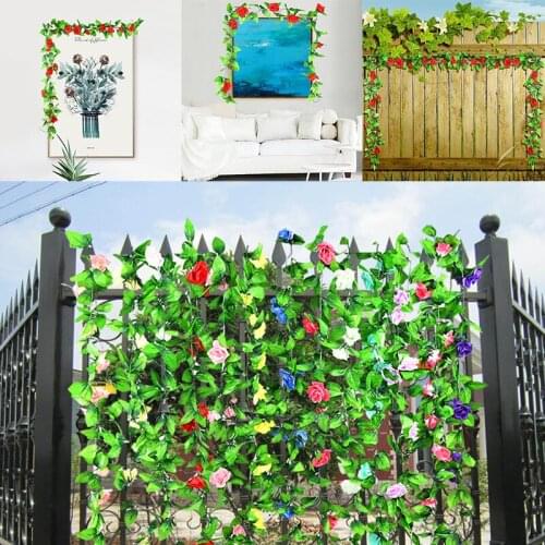 240CM/lot Artificial Flowers Silk Roses Lvy Vine With Green Leaves For Home Wedding Decoration Fake Leaf DIY Hanging Garland