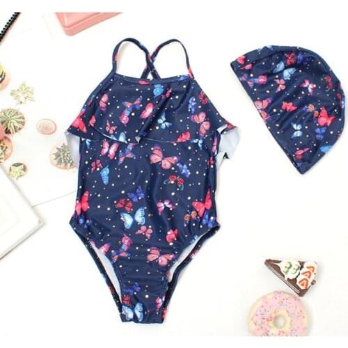 Girl Bikini Swimsuit Girls Bathing Suit Kids One Piece New Summer Bathing Girls For Girl Bikini Swimsuit Biquini+Cap Swimsuits