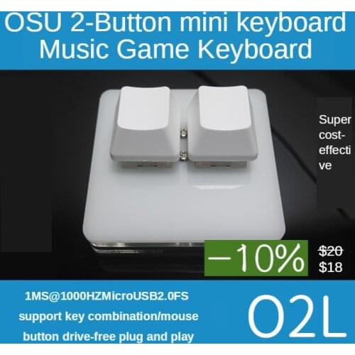 O2L OSU Mini Keyboard 1000hz 2 Key No Light Mini Keyboard Touch Wheel Axle Tester Gaming Keypad Cheery Mx Red Switch Music Game