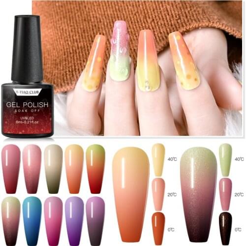 T-TIAO CLUB 10 Colors Set 6ml Temperature Change ColorNail Gel Polish Gel Varnish UV Gel Nail Varnish Lacquer Nail Art Manicure