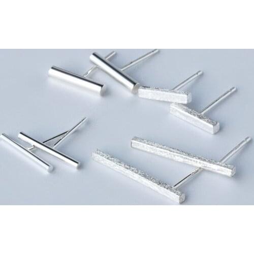 True 925 Sterling Silver Sticks Stud Earring for Women Gift Fashion Geometric Ear Fine Jewelry Brincos Simple Style Accessories